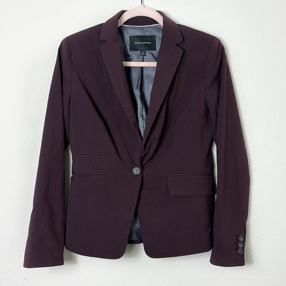 Banana Republic Cutaway Blazer in Maroon Burgundy size 0 - Picture 1 of 11